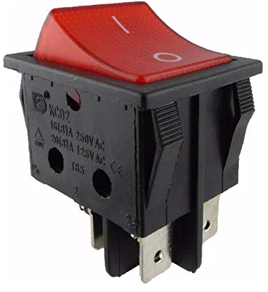 Wippschalter 2-pol EIN-AUS 250V 16A rot beleuchtet