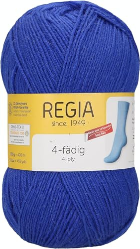 REGIA 4-fädig Uni 9801268-06615 electric blau Handstrickgarn, Sockengarn, 100g Knäuel