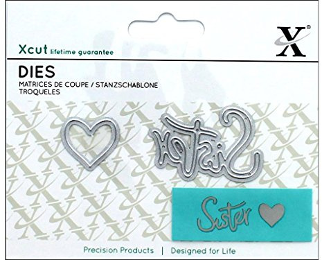 Xcut Mini Sentiment Die Sister 2 Pieces, Carbon Steel, Art & Craft, Carbon Cutting Tool Supplies, Beautiful Decoration, Card Making Gift Tag, Wrapping, Scrapbooking, Invitations, Crafters Companion