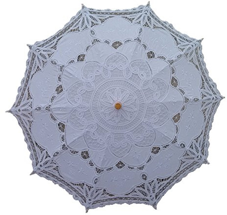 AEAOA White Lace Parasol Umbrella Wedding Bridal 30 Inch Adult Size