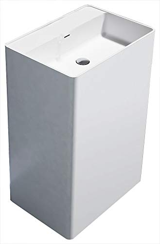 Bernstein Badshop Freistehendes Waschbecken aus Mineralguss PB2022 Standwaschbecken in weiß - 60 x 42 x 90 cm - Solid Stone