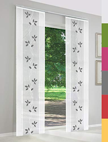 Schiebegardinen nach Maß, Straßburg, hochqualitative Wertarbeit, Maßanfertigung, Schiebevorhang, Raumteiler, Flächenvorhang, halbtransparent, inkl. Laufwagen (160cm Höhe x 60cm Breite / Schwarz)