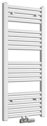 Heilmetz Badheizkörper 100 x 40cm Handtuchheizkörper Weiß 356W Handtuchtrockner Mittelanschluss Unten Handtuchheizkörper Handtuchwärmer Leistung Heizkörper bad trocknen Einlaggig gerade