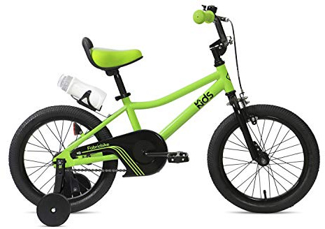 FabricBike Kids - Bicicleta con Pedales para niño y niña, Ruedines de Entrenamiento Desmontables, Frenos, Ruedas 12 y 16 Pulgadas, 4 Colores (Light Green, 16: 3-7 Años (Estatura 96cm - 120cm))