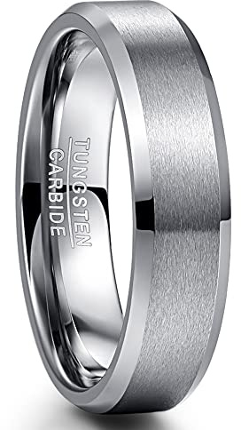 Cloyo High Polished Comfort Fit Domed Tungsten Ring Wedding Band Brushed Sides Size U 1/2