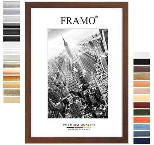 FRAMO Holz Bilderrahmen 48 x 64 cm nach Maß - Wenge Braun | Farbe/Größe wählbar | inkl. entspiegeltes Acrylglas | Rahmen für Puzzle | Foto | Poster
