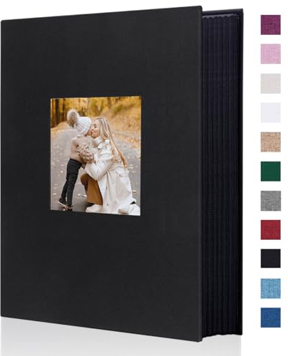 Artmag Fabric Photo Album 4x6 300 Large Capacity for Family Wedding Anniversary Linen Album Holds 300 Horizontal Photos (300 Pockets, Black)