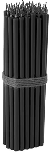 Nklaus 50 stabkerzen schwarz durchgefärbt lang dünne 16 cm tropffrei rußfreie ritual kerzen aus Paraffinwachs 36130