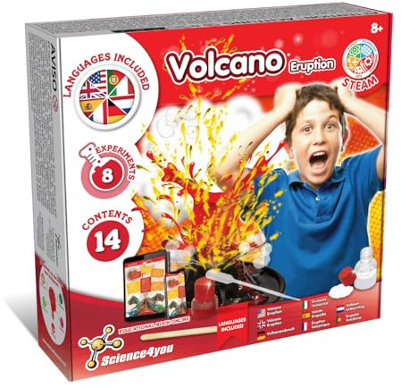 Science4you Vulkan Experiment für Kinder ab 8+ - Tischvulkan für Kinder: Bauen Sie Ihren Vulkanausbruch - Vulkan Spielzeug und Chemiebaukasten mit 8 Experimente für Jungen & Mädchen ab 8 9 10 Jahren