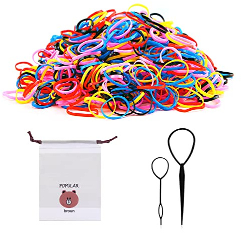 2000 Pz Mini elastici con 2 Pz clip di capelli e 1 Pz coulisse tasca, fascia elastica per capelli piccoli, fascia elastica per capelli di colore misto, utilizzata per trecce, coda di cavallo.