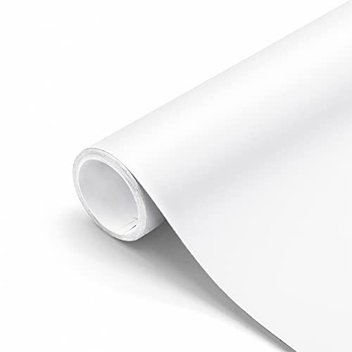 seonta 16x78.7 Matte White Wallpaper Peel and Stick Contact Paper Self Adhesive Removable Warpping Decorative Vinyl Film Waterproof Wall Paper for Walls Countertop Cabinets Furniture