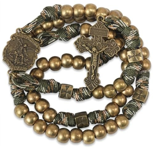 Nazareth Store St. Michael Paracord Rosenkranzperlen Robuste Rosenkranzkette Starke Kordel Katholisches Pardon-Kruzifix