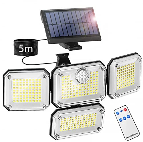 Ulikey Solarlampen für Außen mit Bewegungsmelder, 333 LED Solar Strahler IP65 Wasserdichte Solarlampe mit 3 Beleuchtungsmodi 270° Beleuchtungswinkel, Solar Wandleuchte für Garten Terrasse Garage