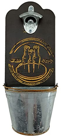 TBQ Cerveza Soda Abrebotellas Vintage Montado de Pared Botellas,Sacacorchos,Abrelatas Colgante y Tenedor de la Tapa,Ideal para Bares,Fiestas,Accesorios,Cocina Casera,Excelente Mejor Regalo (Marron)