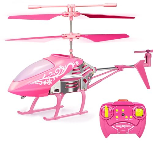 YongnKids Remote Control Helicopter for Kids, Rc Plane for Kids Ages 8+, 3.5 Channel,2.4GHz Rc Helicopter with LED Lights, Airplane Toys for Beginner Boys Girls Indoor- Pink