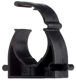 ELEKTROPLAST 100 Stück PVC Klemmschellen Ø 16mm | Rohrschellen zum Festschrauben für Stangenrohr, Isorohr, Leerrohr | Plastik Rohr-Klemmschellen | Schwarz