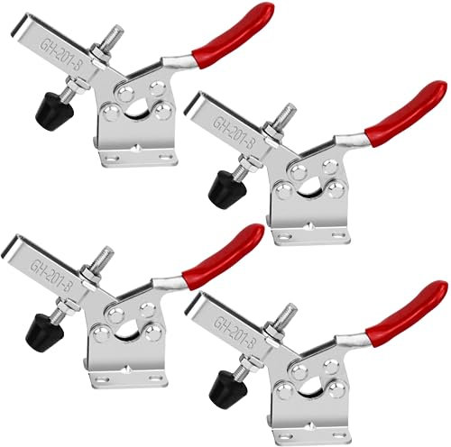 4 Pack Hand Tool Toggle Clamp 201B 198lbs Antislip Red Horizontal Clamp Quick Release Tool(GH201-B Toggle Clamp)