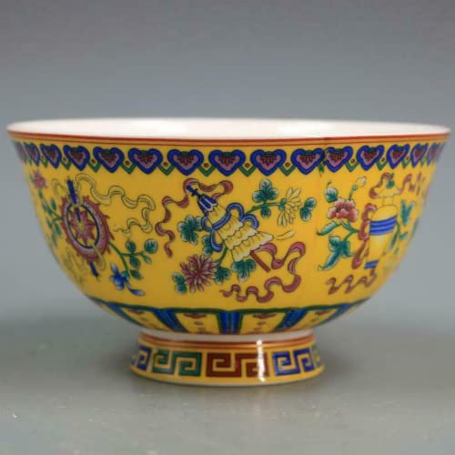Suppenschüssel, Reisschüssel, Frühstücksschale, chinesische alte Palast-Stil Porzellan Reisschale, Brei Schüssel, Suppe Bowl11.7cm China Porzellan Famille Rose Glückverheißende Muster Schüssel