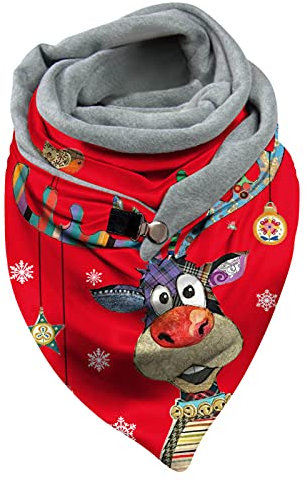 DeaAmyGline Weihnachtsschal Dreieckstuch Damen Schal mit Knopf, Dreiecksschal Elegant Klassischer Winter Dreieck Schals Weihnachten Warme Winterschal Damenschal Halstuch Wickelschal