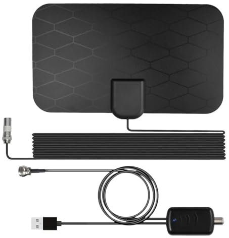 TV Aerial, Digital TV Aerial Indoor 250+ Miles Long Range, Amplified HD TV Antenna for Freeview TV, Support 4K 1080P HDTV