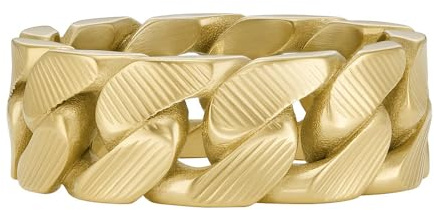 Fossil Herrenring Harlow Linear Texture Chain Edelstahl goldfarben, JF0469971012
