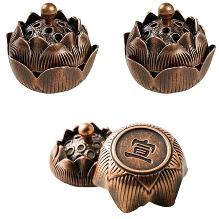 Räuchergefäß Räucherschale Räuchergefäß mit Deckel Lotus Stick Räuchergefäß Räucherstäbchenhalter Weihrauchhalter Brenner Incense Holder für Zuhause BüroTeehaus Dekoration Yoga Zubehör, 3 Stück