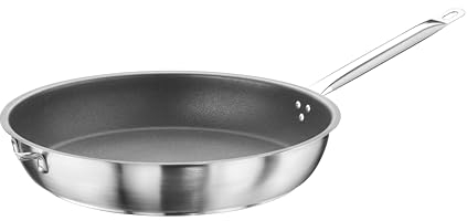PINTINOX Prima Collection Padella in Acciao Inox 18/10 con Manico Tubolare in Acciaio, Interno Antiaderente, Diametro 30 cm