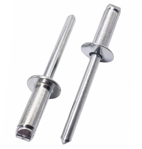 SKIR'CO (100 Stück) Aluminium Blindnieten 6,0 x 16 mm, Stahlbolzen, Popnieten, Kugelkopf, DIN 7337 Nieten