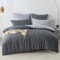 Nesture Ropa de cama de 200 x 220 cm, 3 piezas, color antracita/gris, ropa de cama reversible de microfibra de 200 x 220 cm, suave y no necesita planchado, 1 funda nórdica y 2 fundas de almohada de 80