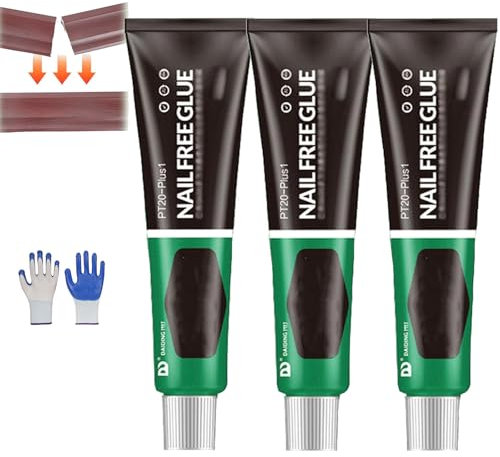 Wealthyn Glue, Wealthyn All-Purpose Glue, No More Nails Glue, Nail Free Glue, Invisible Bonding Glue, Professional Waterproof Strong Quick-Drying Glue for DIY Mounting & Repair (A(30g)-3 Pcs)