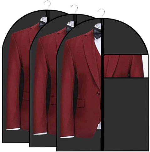 VIDSTW 3 Stück EVA Kleiderhüllen 60 x 80 cm Feuchtigkeitsbeständiger Kleidersäcke Mehrweg Kleidersack Kleiderbeutel Kleidersäcke mit Reißverschluss Anzugtasche für Lange Kleider Anzüge Mäntel