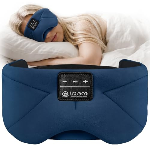 LOVE EYE Bluetooth Sleep Mask Headphones, 100% Blackout, Breathable | Plush Velvet Fabric, Premium Sound Experience, Ultra-Thin Speakers with Zero Ear Pressure, 16H Battery Life, Ideal Tech Gift