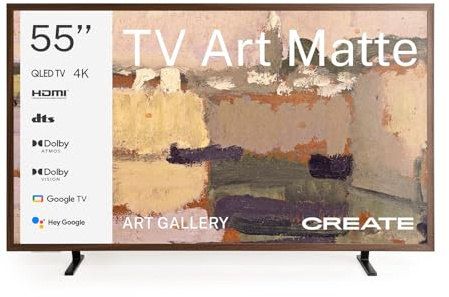 CREATE / TV Art Matte/Téléviseur Smart TV QLED 4K 55 Bois foncé/Écran antireflet, galerie d'art, Commande vocale, capteur de luminosité, Low Blue Light & Flicker Free, HDMI TM