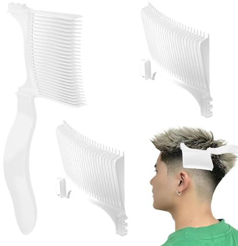Instrucciones de corte de pelo Clipper Comb | 22,5 x 7,2 x 7,9 cm, peine barber Fade Comb – antiestático, plano y curvado, con borde de impresión, peines ergonómicos para usuarios domésticos y sin