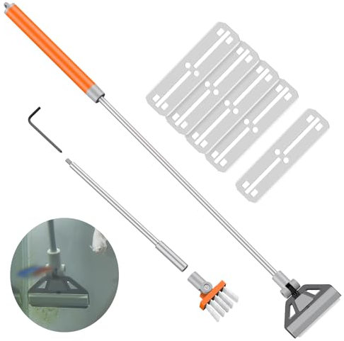 Pawfly Aquarium Algenschaber für Glas 2 in 1 Aquarienreiniger mit Bürste & 5 Edelstahlklingen Aquarium Glasreiniger Aquarium Reinigungswerkzeug für Riffpflanzenbecken Glasschaber für Aquarien