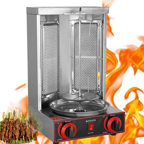 WEIMILOR Máquina para Hacer shawarma de Pollo casera, asador de mostrador, asador Vertical para Kebab, asador Turco para Doner Kebab y Pollo a Gas propano,Electric