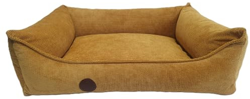Generisch Orthopädisches Hundebett, gelenkschonend, waschbar, für große, mittelgroße und kleine Hunde, senfgelb (M= B/T/H 77/60/20cm)