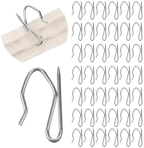 Heavy Duty Zinc Metal Drapery Pin Hooks Pack of 100 Curtain Pin Hooks for Pencil Pleat Curtains, Silver