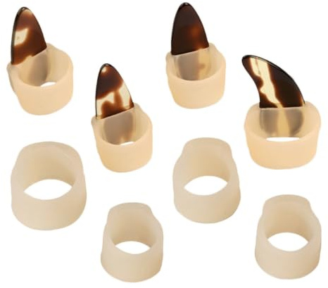 Guzheng Nagelschutz Silikon, 1 Satz Beige, Atmungsaktiv, Wiederverwendbar | Elastisch und Formstabil, ohne Klebeband, für Rechte Hand, zum Üben
