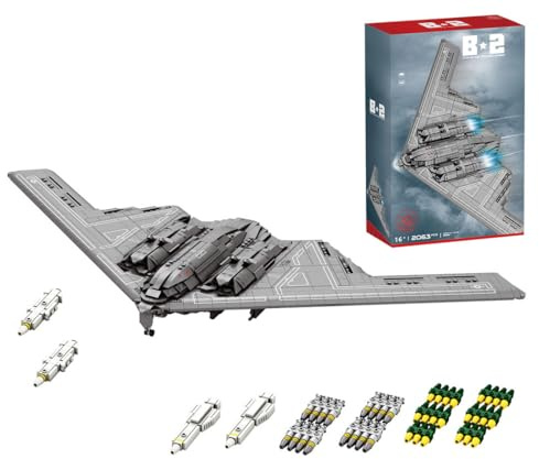 B-2 Bomber - Set di mattoncini da costruzione per aereo militare, con armi, tecnica 1:70, per adulti e collezionisti (2063 pezzi)
