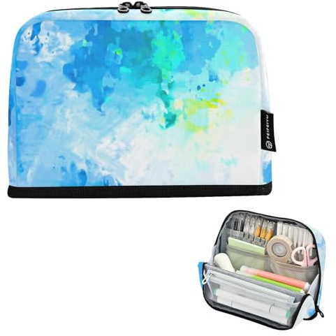 GuoChe Bolsas para lápices de gran capacidad (prop21) para adolescentes, suministros escolares, colores desordenados, azul