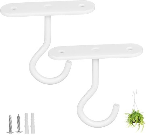OFFSCH Ganchos de Techo Tornillos de Hierro Blanco para Colgar Plantas Colgador de Pared Resistente para Uso Comercial y Decoración Interior