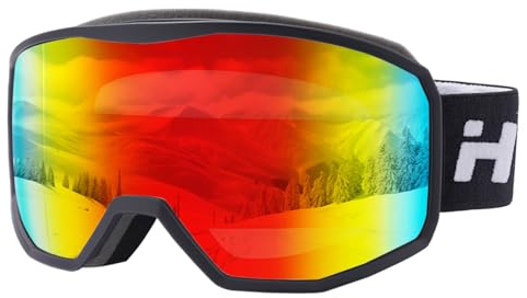 Hioutdoor Occhiali da sci anti-appannamento snowboard per uomo e donna ragazzi sopra gli occhiali invernali occhiali da neve con custodia portatile 100% protezione UV (VLT 15% Revo nero rosso)
