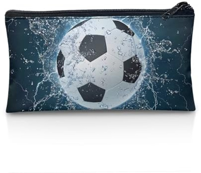 Wnbucioht Personalisiertes Federmäppchen für Schule, Kinder, Stiftehalter, Jungen, Mädchen, Schreibwaren, Aufbewahrung, Schreibtisch, Stiftetasche, Wasserfußball, Blau, Einheitsgröße