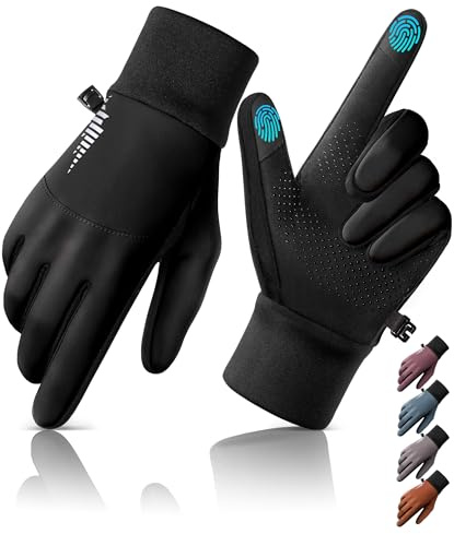 rivmount Water-Resistant Winter Gloves with Touch Screen/Windproof/Warm, Thermal Glove Suit for Women Men Cold Weather Running, Cycling, Hiking, Bike, Ski, Snow, Driving, Work, Outdoor (Black, 2XL)