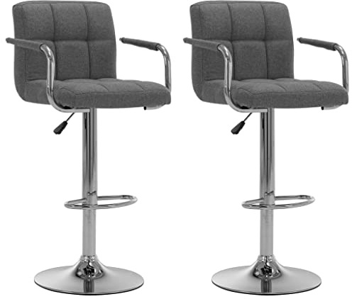 Générique Chaises de Bar Lot de 2 Gris Clair Tissu,Meubles,Fauteuils et chaises,Tabourets de Bar,Gris,18.85 KG,283419