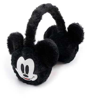 Disney Mickey Mouse Unisex Kids Black Earmuffs | Comfortable Fluffy Material | Cartoon Character Winter Ear Warmers | Essential Outdoor Accessory | One Size Fits All