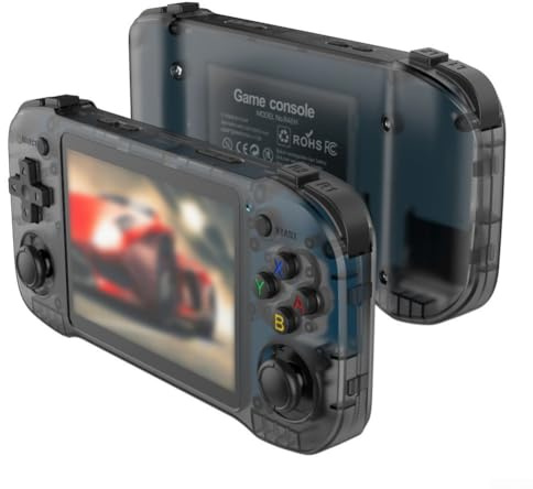 R46H Handheld Retro Game Console, Open Source For Linux System, Portable4.5 Inch HD IPS Screen Gaming Console Gifts For Classic Game Lovers(R46H-64G Black)
