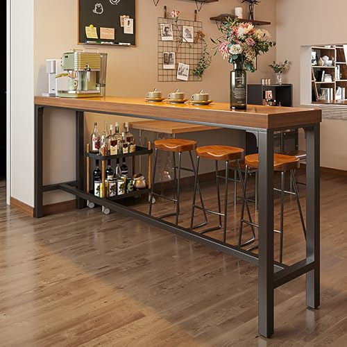 Barbord Smala Långa Köksmatbord med Metallram Höghöjd Pubbord för Kök Vardagsrum Matsal Entré(140x40x105cm)