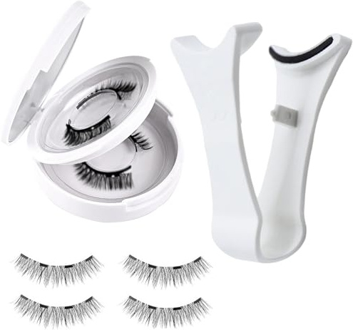 Rizador de pestañas sin pegamento de 4 piezas con imanes Sujeción magnética Presión uniforme para un rizo uniforme con aplicador Herramientas de maquillaje de ojos reutilizables para mujeres